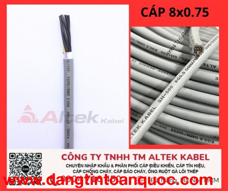 Cáp tín hiệu 8x0.75 shield Altek Kabel