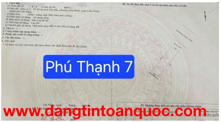 ????????Bán đất đường Phú Thạnh 7 - bên hong Quận Liên Chiểu