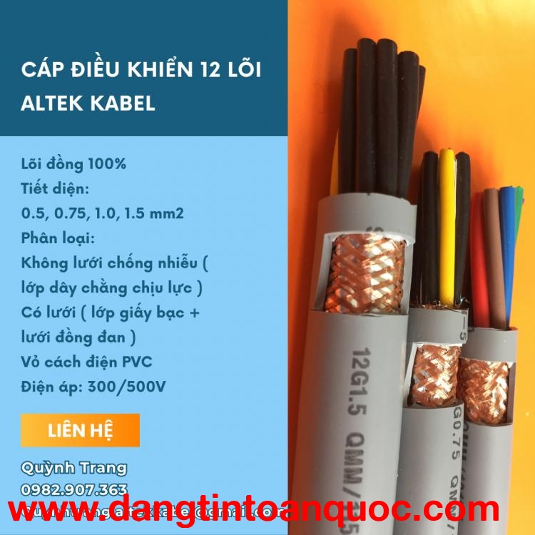 Cáp điều khiển Altek Kabel 12 lõi dây đánh số