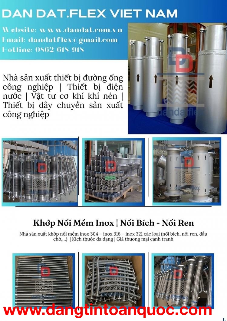 Khớp nối mềm inox chống rung mặt bích, Khớp nối giảm chấn, Khớp nối mềm giản nở nhiệt inox