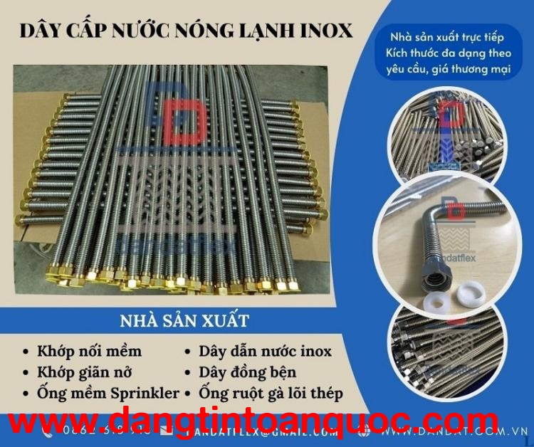 Dây cấp nước bình nóng lạnh inox phi 21, Dây dẫn nước mềm, Dây dẫn nước inox 304 