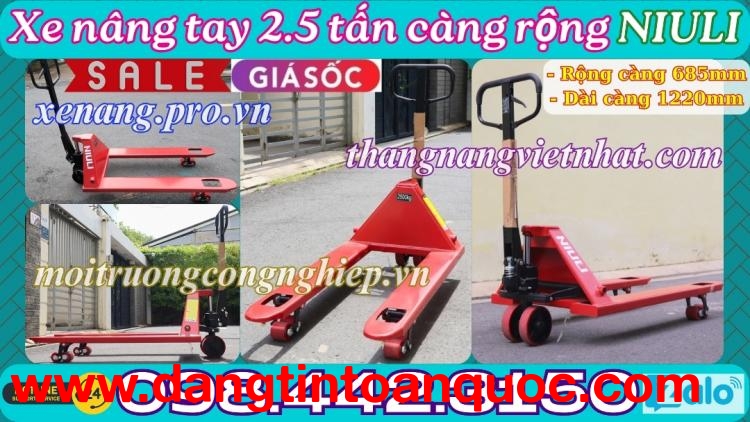 Xe nâng tay thấp 2500kg càng rộng AC25M – NIULI