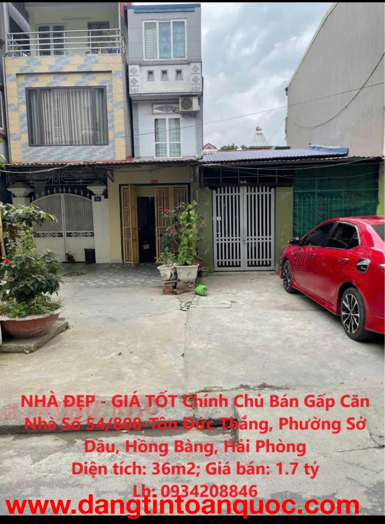 NHÀ ĐẸP - GIÁ TỐT Chính Chủ Bán Gấp Căn Nhà Đường Tôn Đức Thắng, Hồng Bàng, TP Hải Phòng