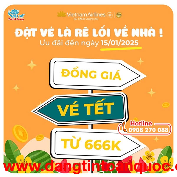 VNA ưu đãi vé Tết 2025 đồng giá chỉ từ 666K