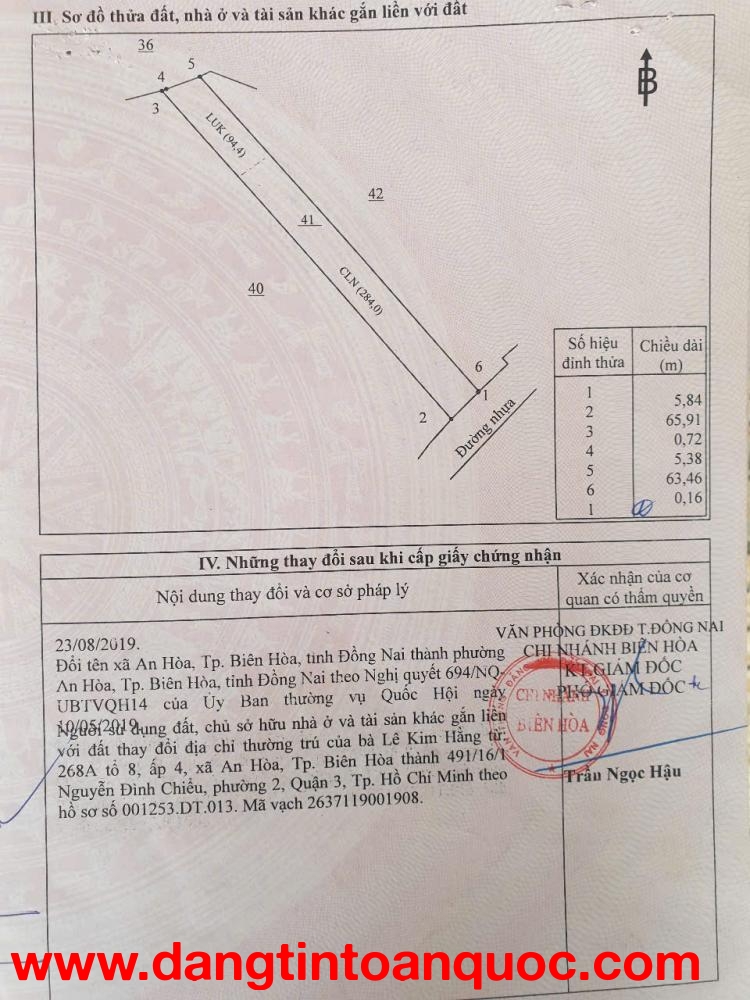 Bán 378.4m2 Nhà Đất Chính Chủ 2 Mặt Tiền Đường Nhựa Nguyễn Trung Trực, KP4, P.An Hòa, Biên Hòa