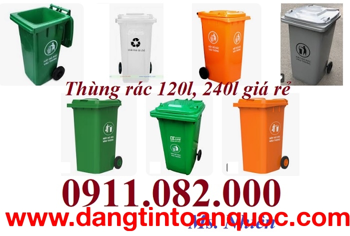  Chuyên nhập khẩu và cung cấp thùng rác nhựa giá rẻ tại miền tây- thùng rác 120l 240l 660l- lh 09110