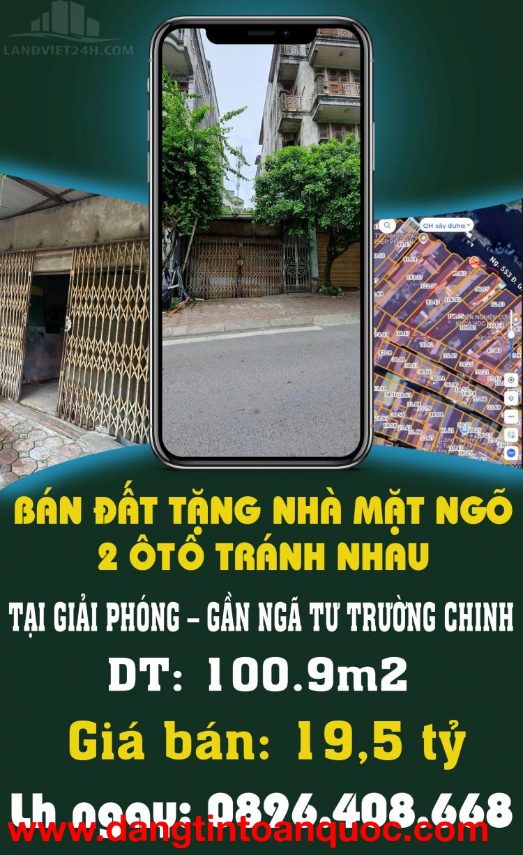 BÁN ĐẤT TẶNG NHÀ MẶT NGÕ 2 ÔTO TRÁNH NHAU TẠI GIẢI PHÓNG – GẦN NGÃ TƯ TRƯỜNG CHINH