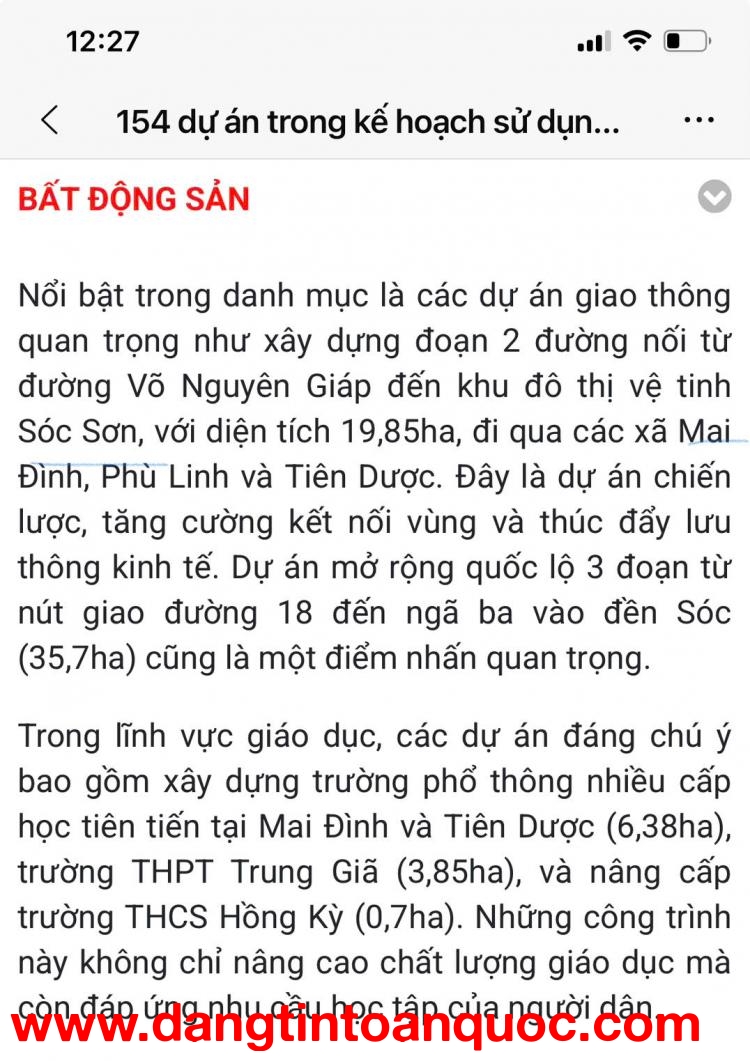 BÁN ĐẤT 95M² FULL THỔ CƯ - MAI ĐÌNH, SÓC SƠN. MẶT TIỀN 5.95M NỞ HẬU. GIÁ 2.85 tỷ CÓ THƯƠNG LƯỢNG