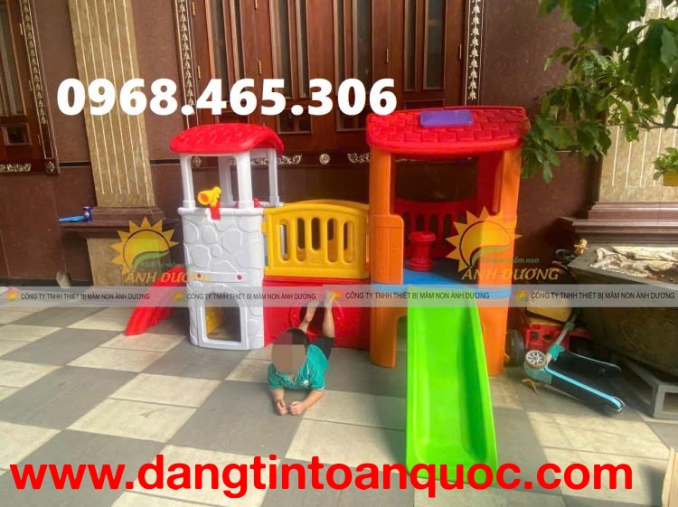 Nhà khối cầu trượt trẻ em nhập khẩu, ngôi nhà cầu trượt cho bé