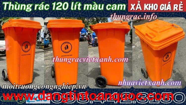 Thùng rác 120 lít màu cam - xả kho giá sốc