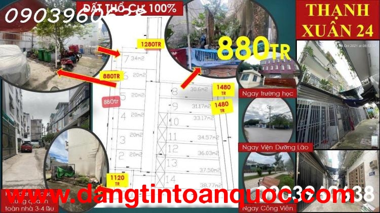 TX24 - 100% ĐẤT THỔ CƯ - KHU HIỆN HỮU - NGAY TRUNG TÂM PHƯỜNG THẠNH XUÂN - 880TR