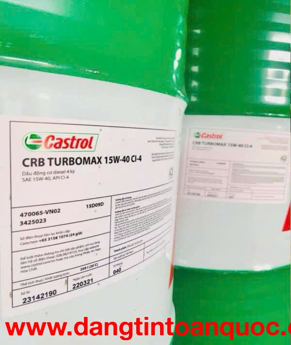 Dầu động cơ Castrol CRB Turbomax 15W40 CI-4 phuy 209L chính hãng.