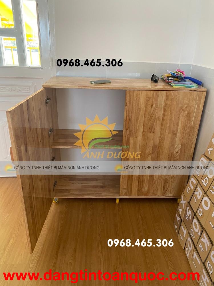 Tủ chăn gối mầm non bằng gỗ, tủ gỗ mầm non