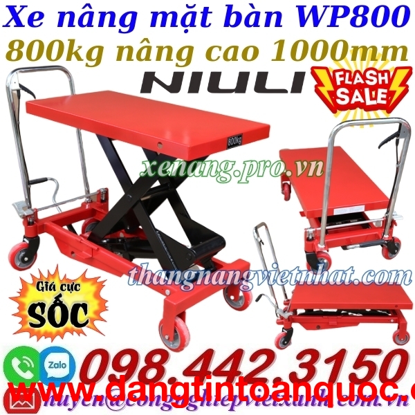 Xe nâng mặt bàn 800kg nâng cao 1 mét WP800 NIULI