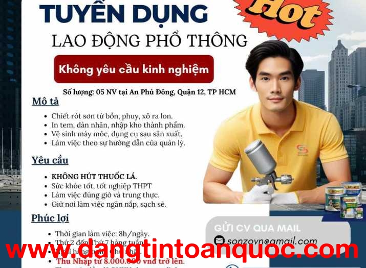 TUYỂN DỤNG LAO ĐỘNG PHỔ THÔNG