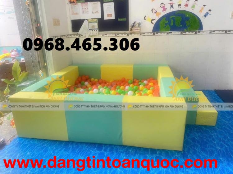 Quây bóng mầm non bọc simili, khung vây nhà banh trẻ em