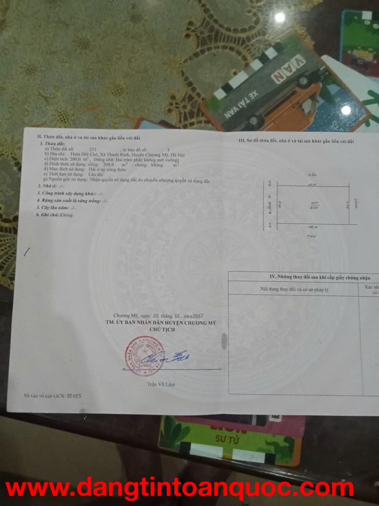 Chính chủ cần bán mảnh đất tại thôn Đồi Chè, xã Thanh Bình, huyện Chương Mỹ, Hà Nội.