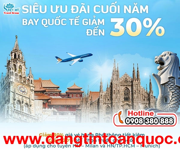 Vietnam Airlines ưu đãi bay quốc tế dịp cuối năm