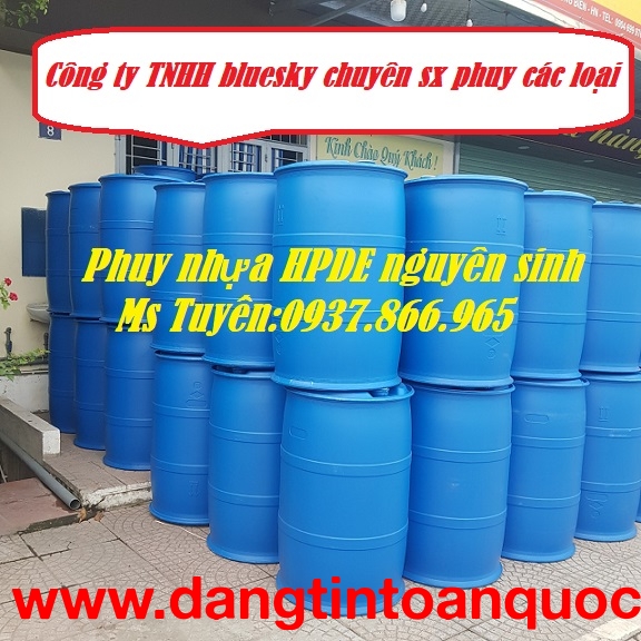 Thùng phuy nhựa nguyên sinh, phuy nắp kín, phuy,phuy nhựa, phi nắp mở