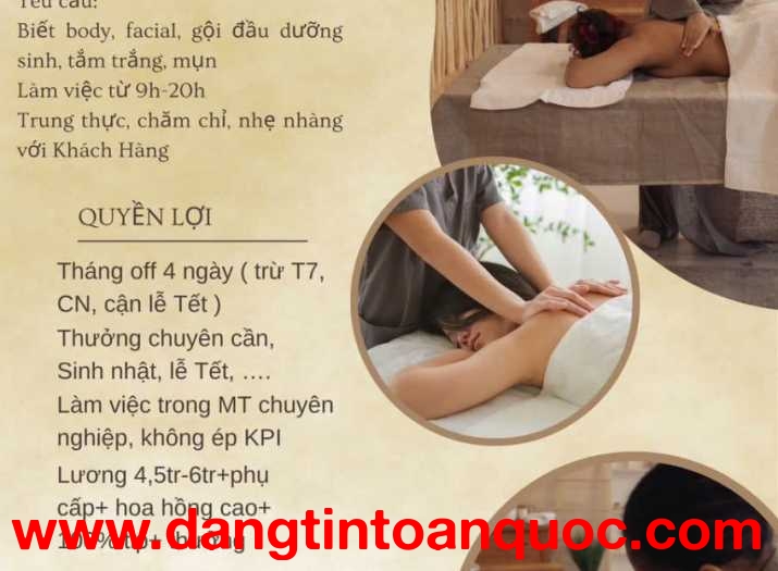 TUYỂN DỤNG KỸ THUẬT VIÊN SPA