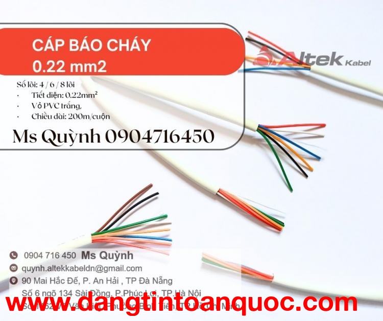 Cáp tín hiệu âm thanh báo cháy 8x0.22 Altek Kabel Huế, Nghệ An, Hà Tĩnh