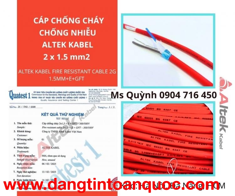 Cáp tín hiệu chống cháy 2x1.5 Fr Altek Kabel HCM, Hà Nội, Đà Nẵng, Phú Thọ