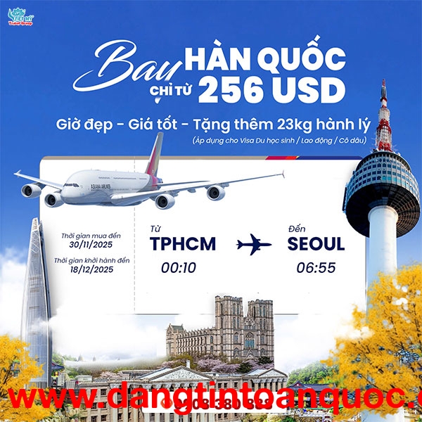 Asiana Airlines ưu đãi vé máy bay và hành lý đi Hàn Quốc