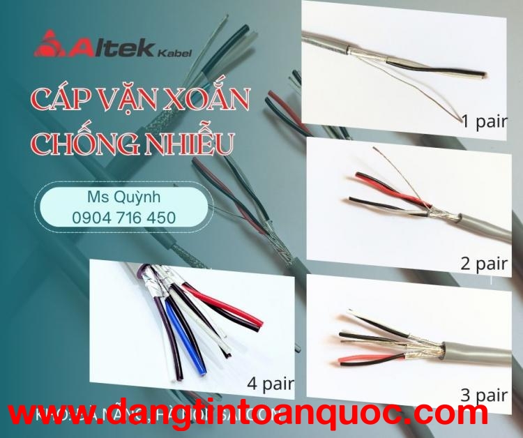 Cáp tín hiệu vặn xoắn chống nhiễu 2 Pair 16/ 18/ 20/ 22 Awg Altek Kabel