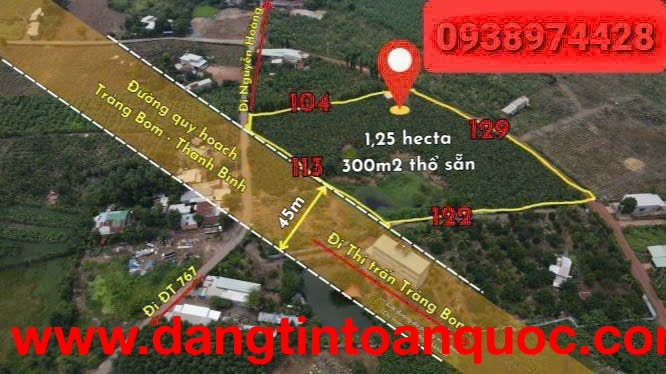 Bán đất 2 Mặt Tiền Đường Tổ 1 - Tân Lập 2 
Xã Cây Gáo, Huyện Trảng Bom, Tỉnh Đồng Nai-0909808615