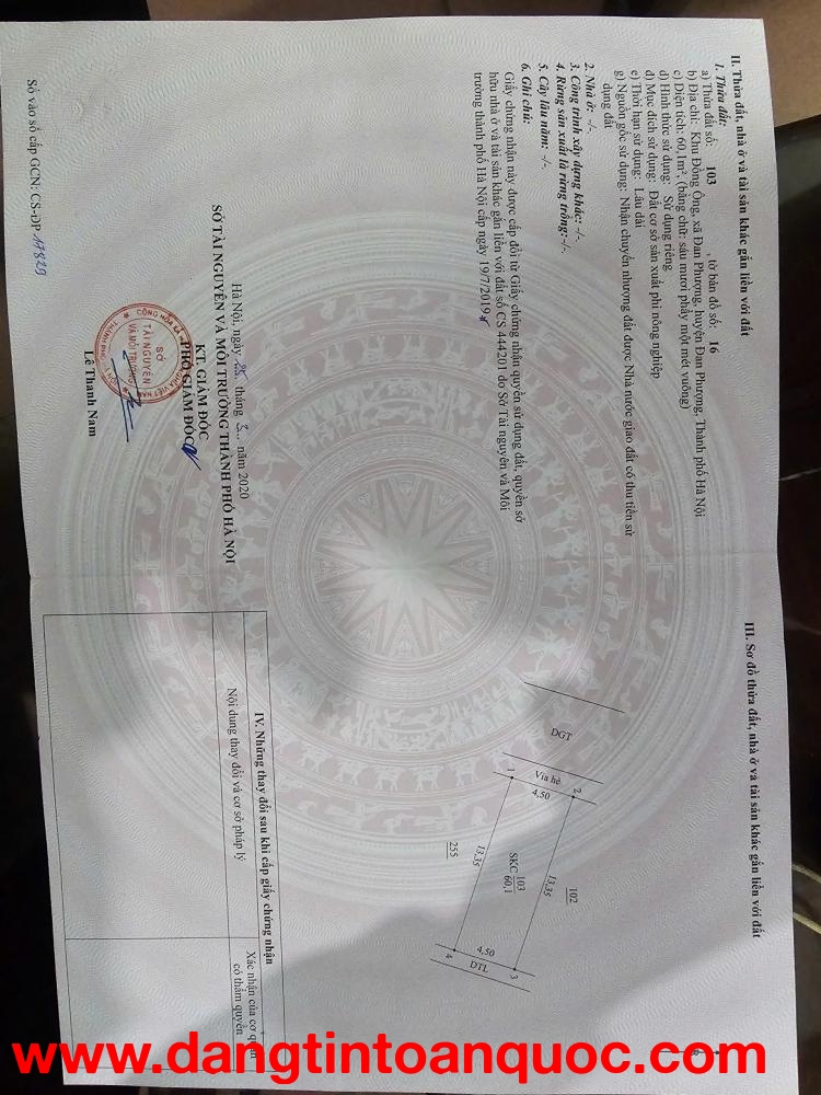 60M2 ĐẤT PHÂN LÔ ĐỒNG ÔNG ĐAN PHƯỢNG GIÁ CHỈ 13XTR/M