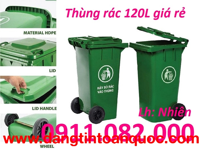  Bán thùng rác 120L giá rẻ tại an giang- thùng rác 120L sỉ giá tốt hàng chất lượng- lh 0911082000