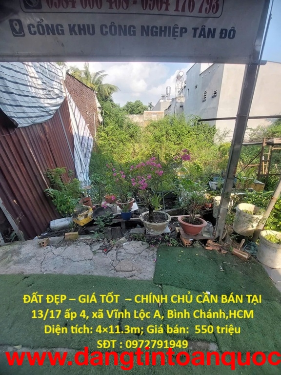 ĐẤT ĐẸP – GIÁ TỐT  – CHÍNH CHỦ CẦN BÁN TẠI 13/17 ấp 4, xã Vĩnh Lộc A, Bình Chánh, HCM