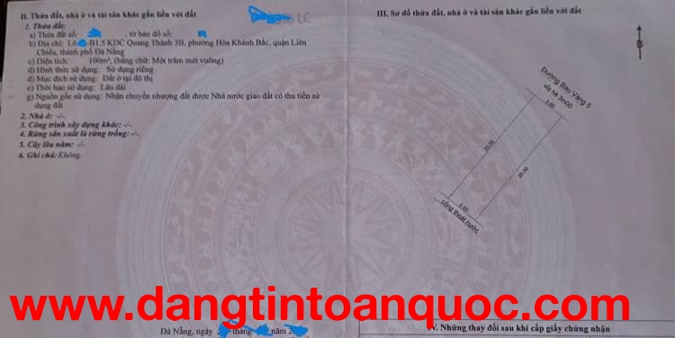 Bán đất đường 7,5m Bàu Vàng 5 - Ngay ĐẠI HỌC BÁCH KHOA