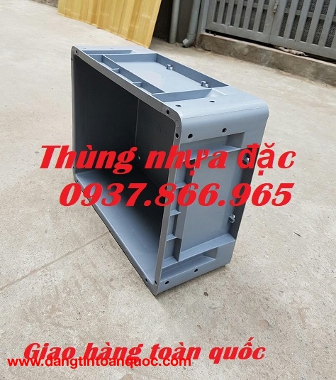Bán thùng đặc có lỗ thoát khí dưới đáy, thùng nhựa cơ khí, khay nhựa