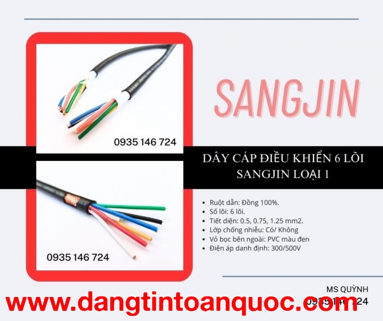 Cáp Sanjing Sài Gòn 6×0.5, 6×0.75, 6×1.25, 6×1.5