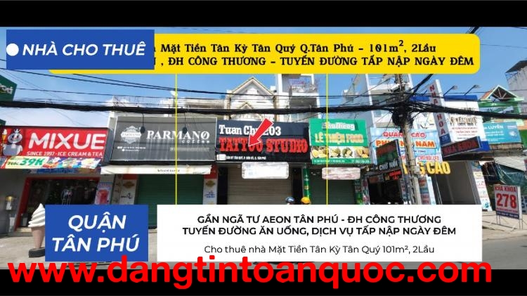 Cho thuê nhà Mặt Tiền Tân Kỳ Tân Quý 101m², 2Lầu - GẦN NGÃ TƯ AEON , ĐH CÔNG THƯƠNG