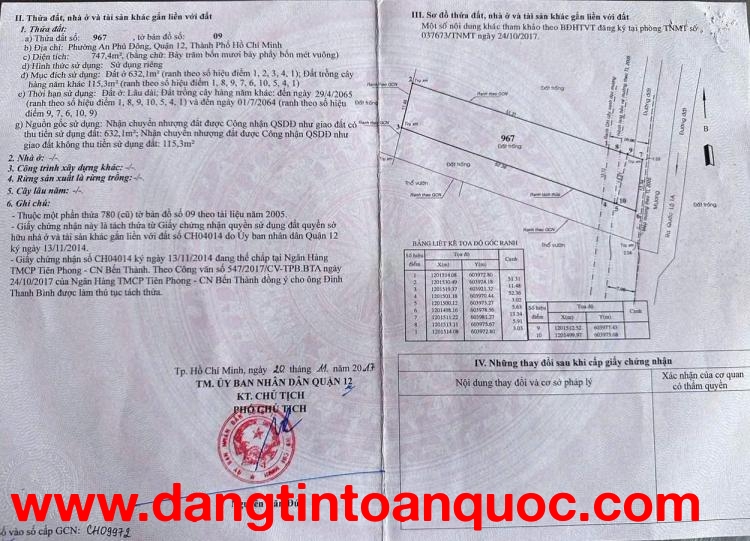 ĐẤT ĐẸP (14x54) AN PHÚ ĐÔNG 26, QUẬN 12 GIÁ ĐẦU TƯ (GẦN SÔNG SG)