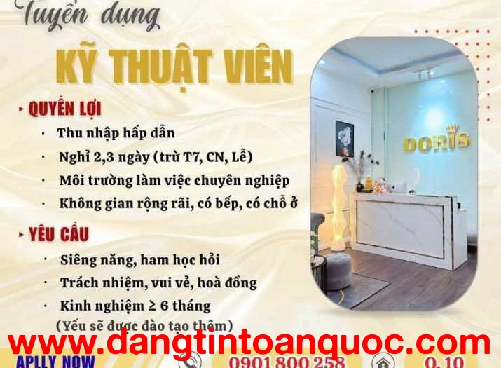 TUYỂN DỤNG KỸ THUẬT VIÊN SPA