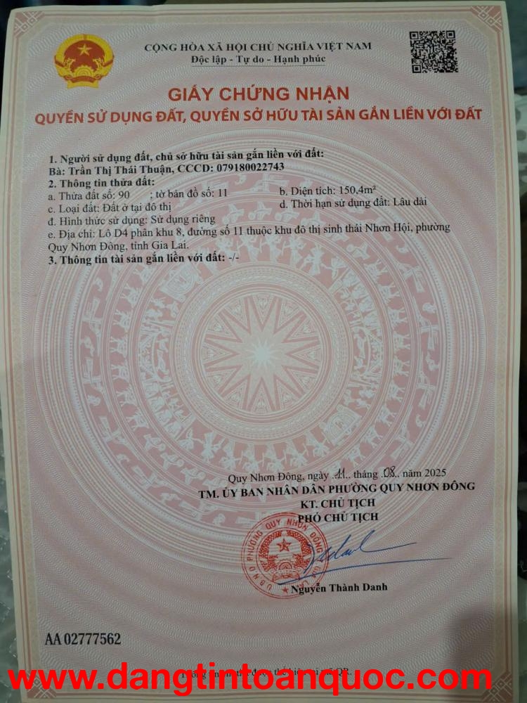 Chính chủ bán đất pử đô thị- đẹp, giá tốt, Quy Nhơn Đông, Gia Lai -2 Tỷ