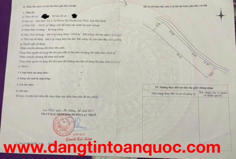 Bán 450m2 Đất Chính Chủ Tại Thôn Rộc Trụ I, Xã Khoan Dụ, Huyện Lạc Thủy, Hòa Bình