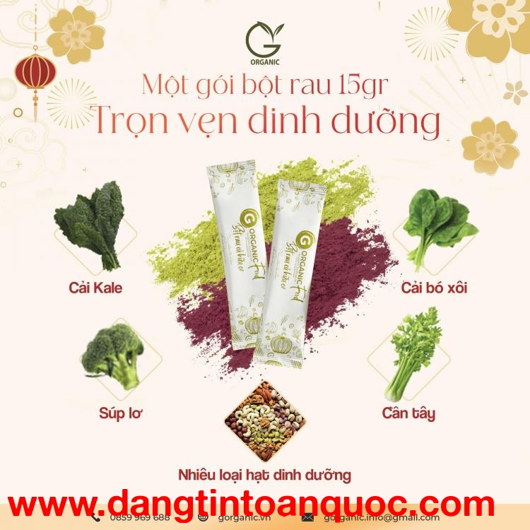 Giải nhiệt cơ thể cùng bột rau củ tổng hợp G.Organic