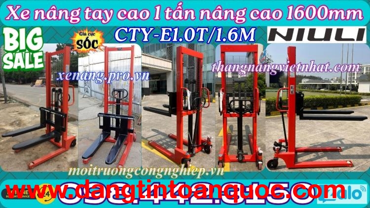 Xe nâng tay cao 1 tấn nâng cao 1.6 mét CTY-E1.0T/1.6M - NIULI