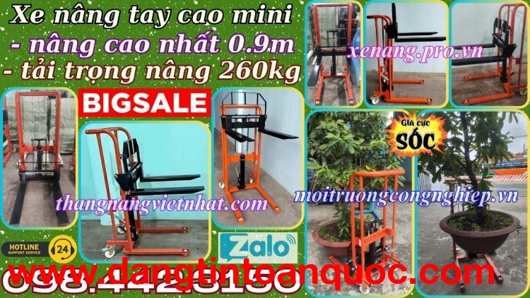 Xe nâng tay cao mini 260kg nâng cao 900mm