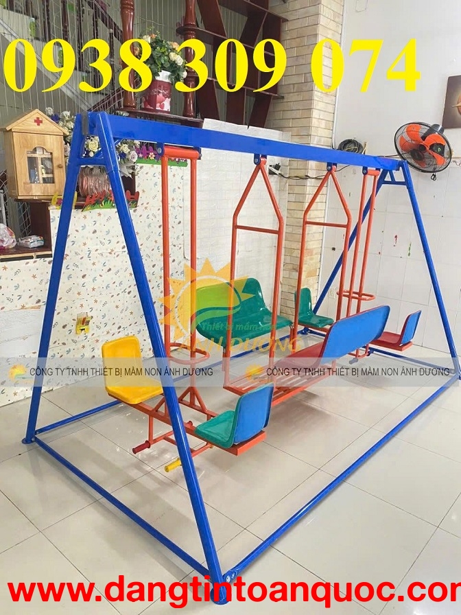 Xích đu thuyền rồng mầm non, xích đu 3 dạng 8 chỗ ngồi