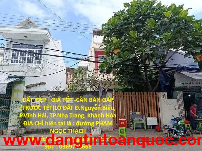 ĐẤT  ĐẸP –GIÁ TỐT -CẦN BÁN GẤP (TRƯỚC TÊT)LÔ ĐẤT Đ.Nguyễn Biểu, P.Vĩnh Hải, TP.Nha Trang, Khánh Hòa