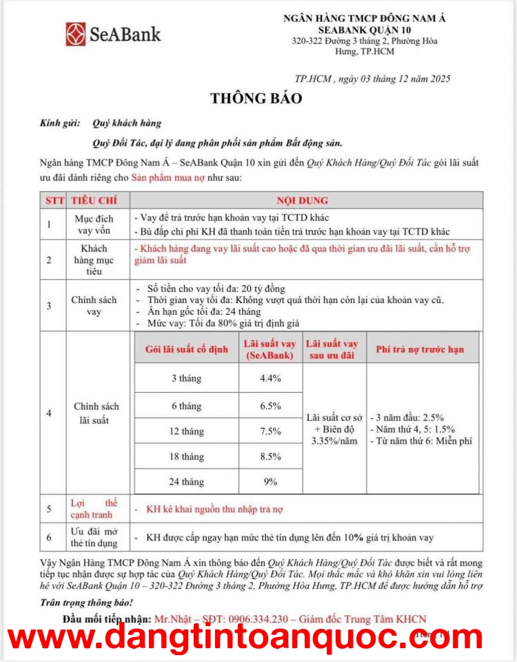 SEABANK HỖ TRỢ MUA NỢ & GIẢM LÃI SUẤT CHO KHÁCH HÀNG ĐANG VAY