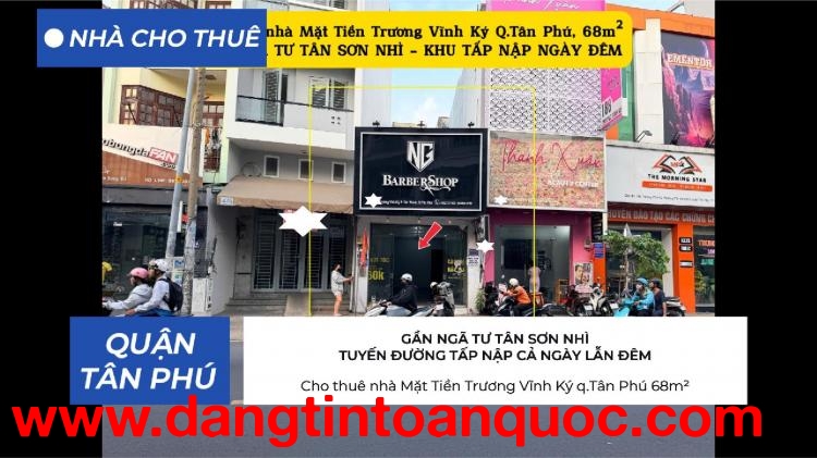 Cho thuê nhà Mặt Tiền Trương Vĩnh Ký q.Tân Phú 68m² - 16Triệu