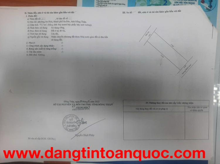 Bán đất thổ cư 78m2 KDC Hai Lúa An Hòa Sa Đéc. Sổ hồng, ĐN. Giá 1.95 tỷ.