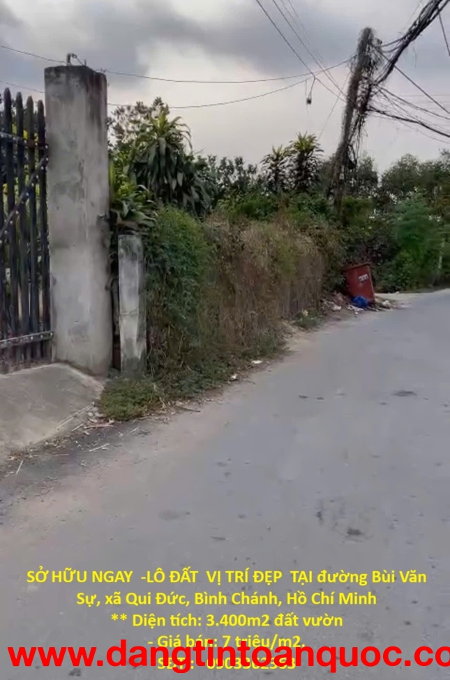 SỞ HỮU NGAY  -LÔ ĐẤT  VỊ TRÍ ĐẸP  TẠI đường Bùi Văn Sự, xã Qui Đức, Bình Chánh, Hồ Chí Minh