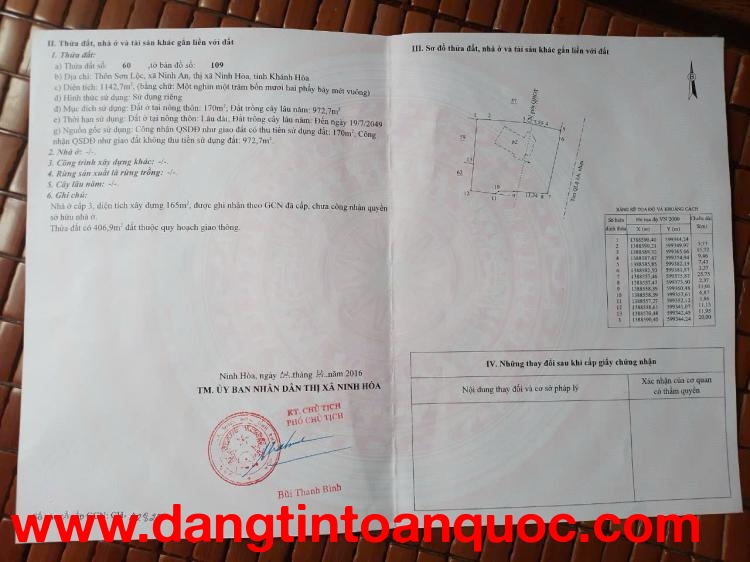 BÁN ĐẤT MẶT TIỀN QUỐC LỘ 1A – VỊ TRÍ KINH DOANH ĐẮC ĐỊA – NINH HÒA